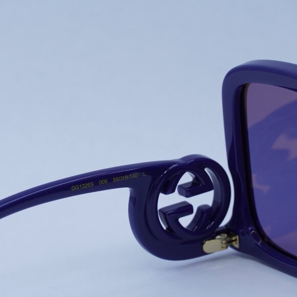 Gucci GG1326S 006 Sunglasses Violet Square Frame, Violet Lenses - Picture 6 of 11
